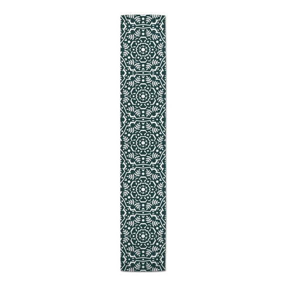 Creative Products Folk Floral Teal 16 x 72 Cotton Twill Table Runner