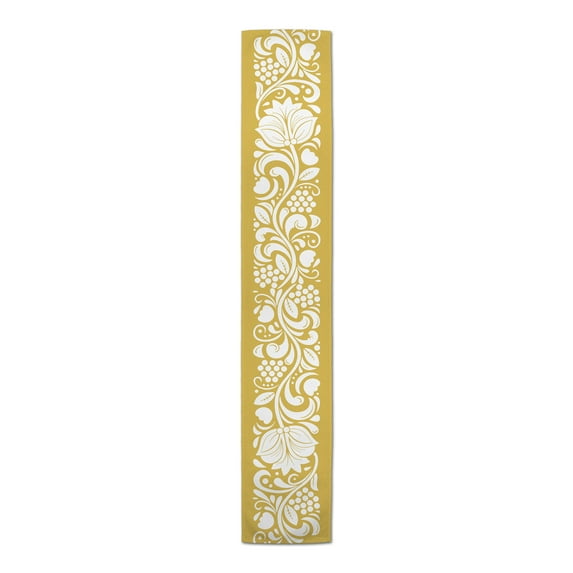 Creative Products Folk Floral Yellow 16 x 72 Cotton Twill Table Runner