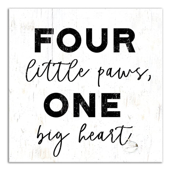 Creative Products Four Little Paws On Big Heart 12x12 Canvas Wall Art