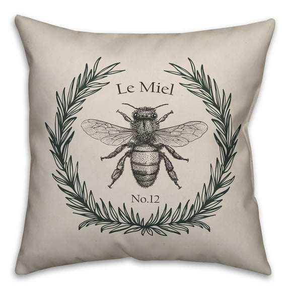 Creative Products French Honey Bee 18x18 Spun Poly Pillow