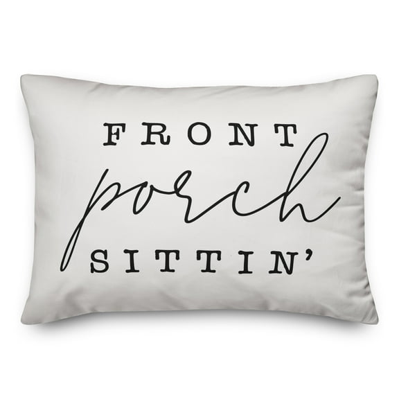 Creative Products Front Porch Sittin' White and Black 14x20 Indoor / Outdoor Pillow