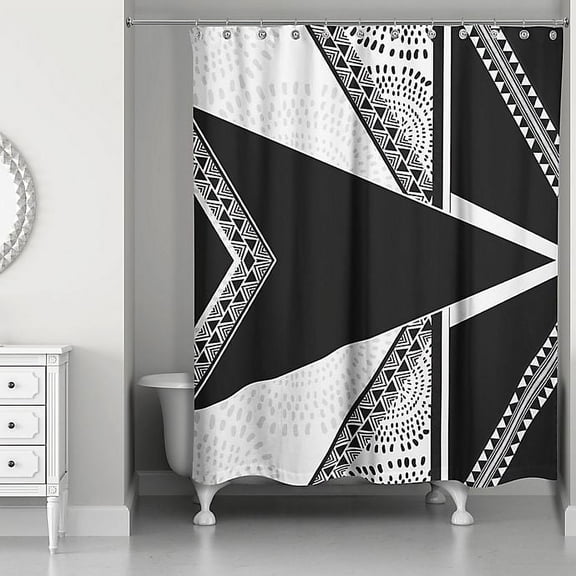 Creative Products Funky Black And White Boho Tribal 71x74 Shower Curtain
