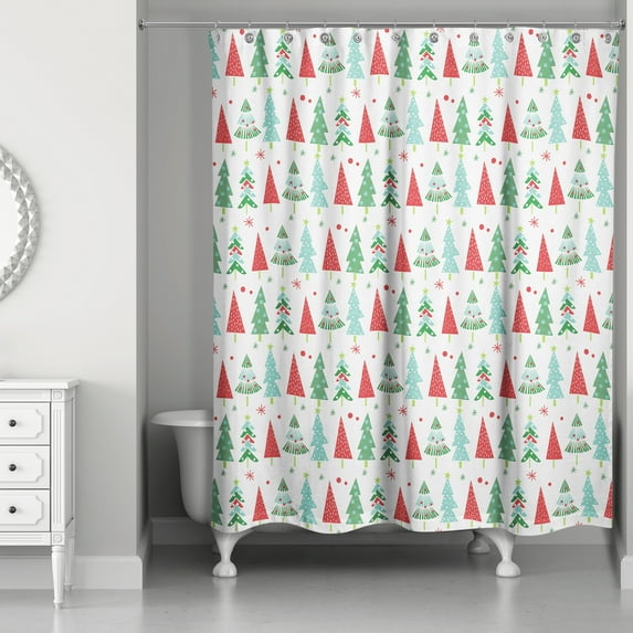 Creative Products Funky Christmas Tree Pattern 71x74 Shower Curtain