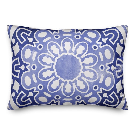 Creative Products Funky Mandala Navy Gray 14x20 Indoor / Outdoor Pillow