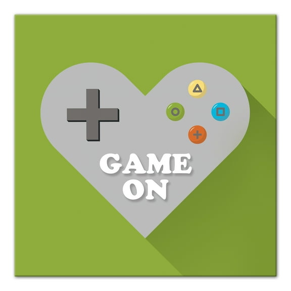 Creative Products Game on Heart Controller 16x16 Canvas Wall Art