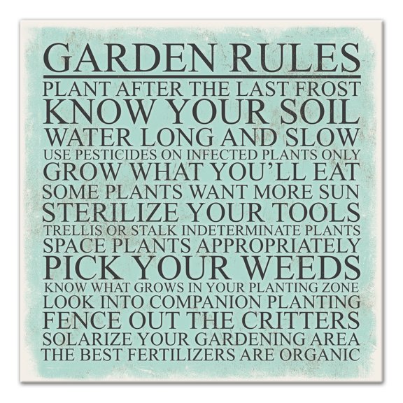 Creative Products Garden Rules 20 x 20 Canvas Wall Art