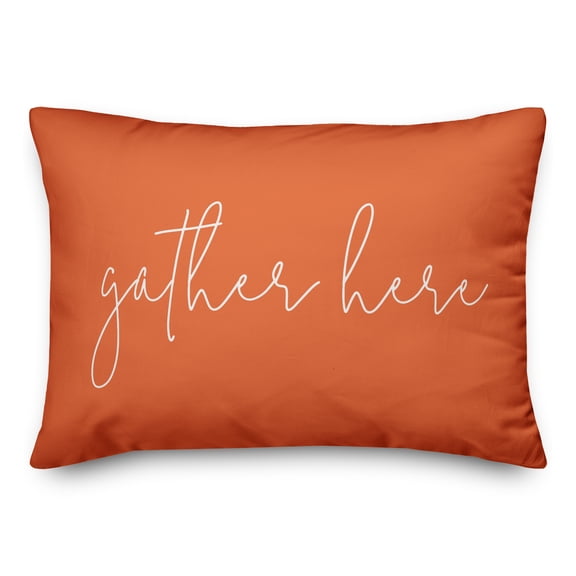 Creative Products Gather Here Thin Script Orange 14x20 Indoor / Outdoor Pillow