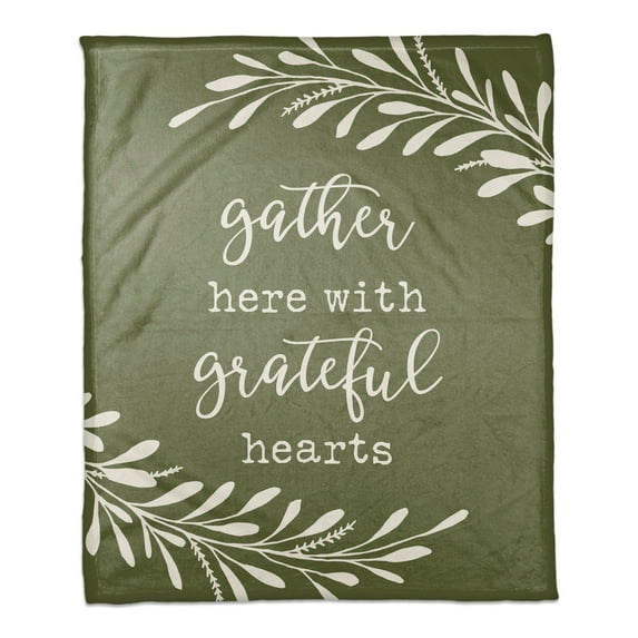 Creative Products Gather Here with Grateful Hearts 50x60 Coral Fleece Blanket