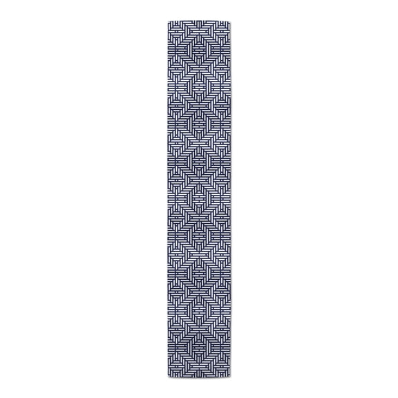 Creative Products Geometric Aztec Lines Navy Blue 16x90 Poly Twill Table Runner