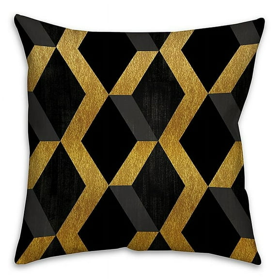 Creative Products Geometric Black And Gold Spun Polyester Throw Pillow - 16x16