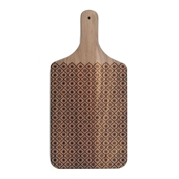 Creative Products Geometric Flower 8 x 17 Walnut Paddle Cutting Board
