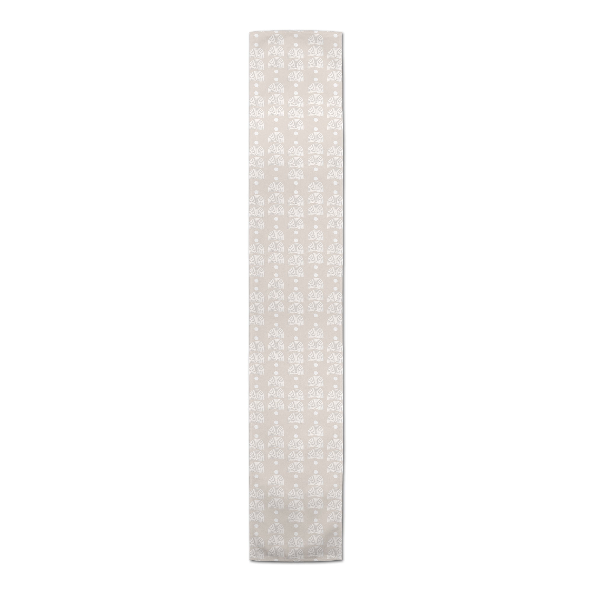 Beige Geometric Polyester Twill Table Runner 16x72