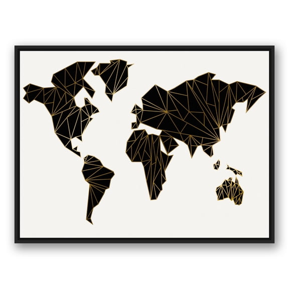 Creative Products Geometric World Map 40 x 30 Canvas Wall Art