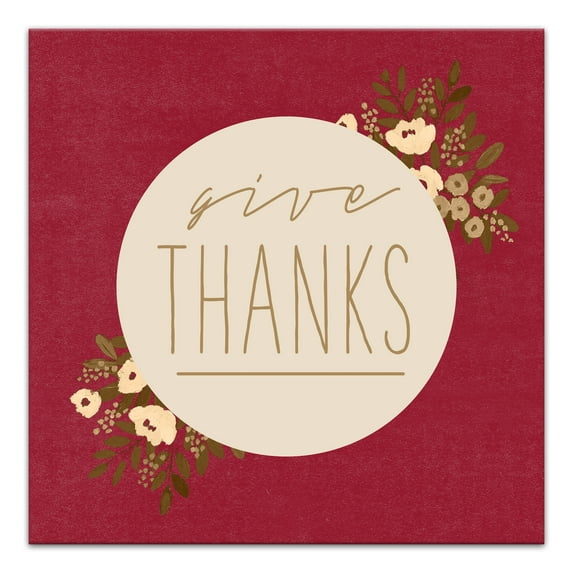 Creative Products Give Thanks Circle Floral 2 24 x 24 Canvas Wall Art