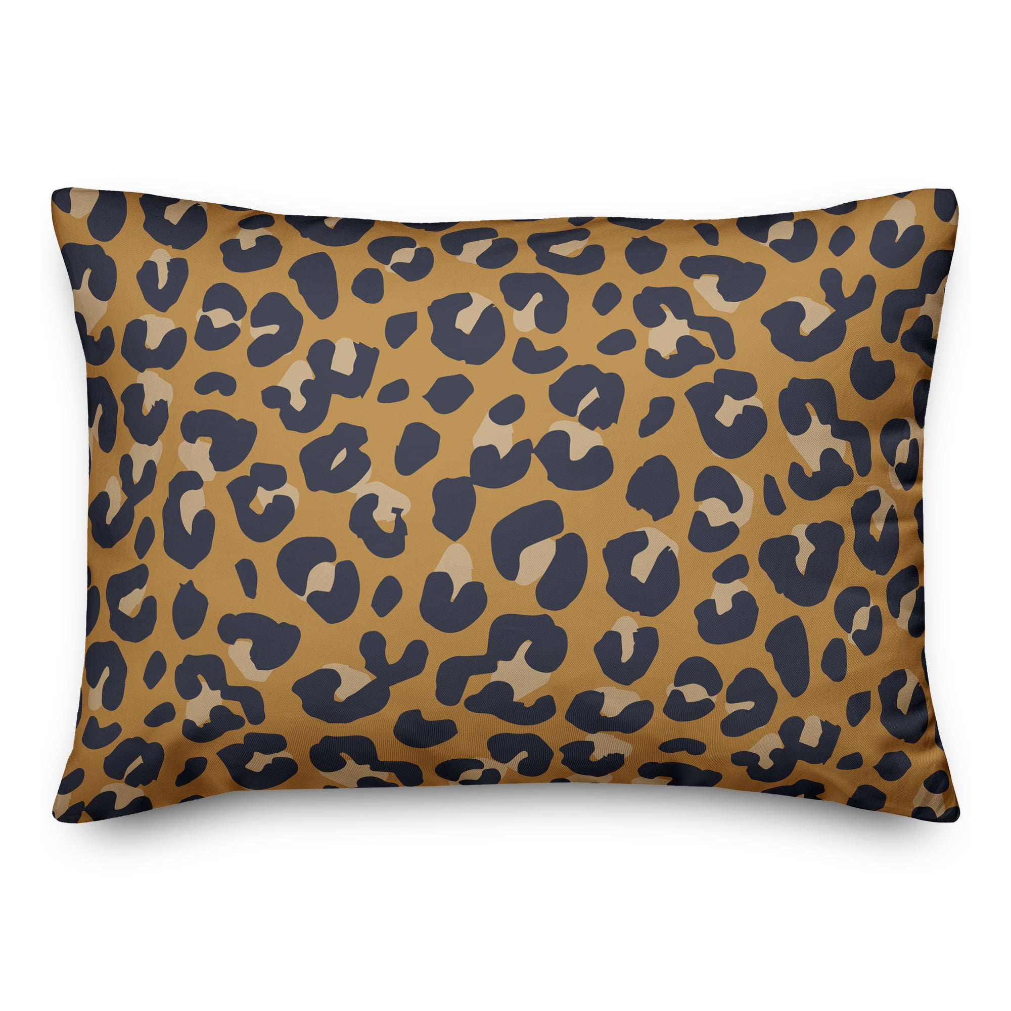 Gold Leopard Print Polyester Throw Pillow 14x20