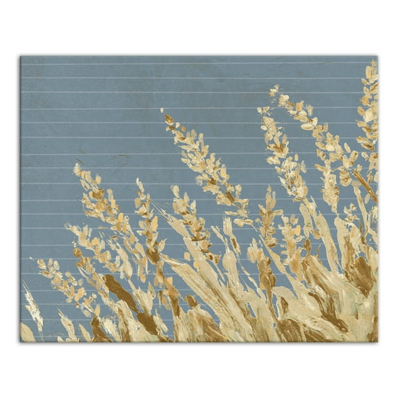 Creative Products Gold Painted Wheat Grass On Light Blue With Lines 24x30 Canvas Wall Art