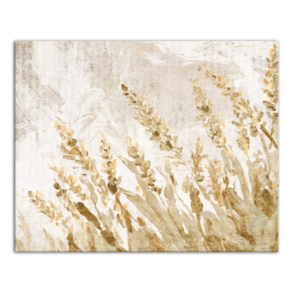 Creative Products Gold Painted Wheat Grass On Newsprint 24x30 Canvas Wall Art