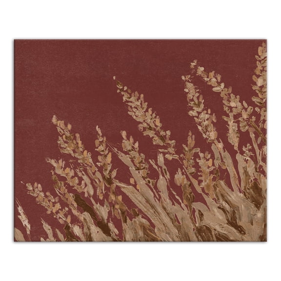 Creative Products Gold Painted Wheat Grass On Red 24x30 Canvas Wall Art