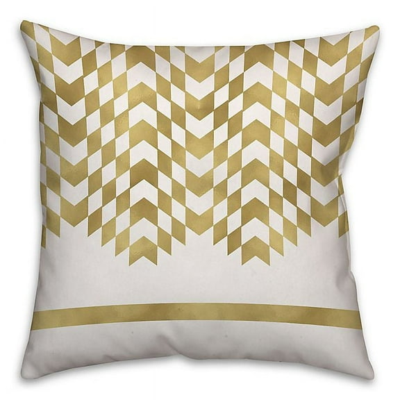 Creative Products Gold and White Alternating Chevron Design 16x16 Throw Pillow