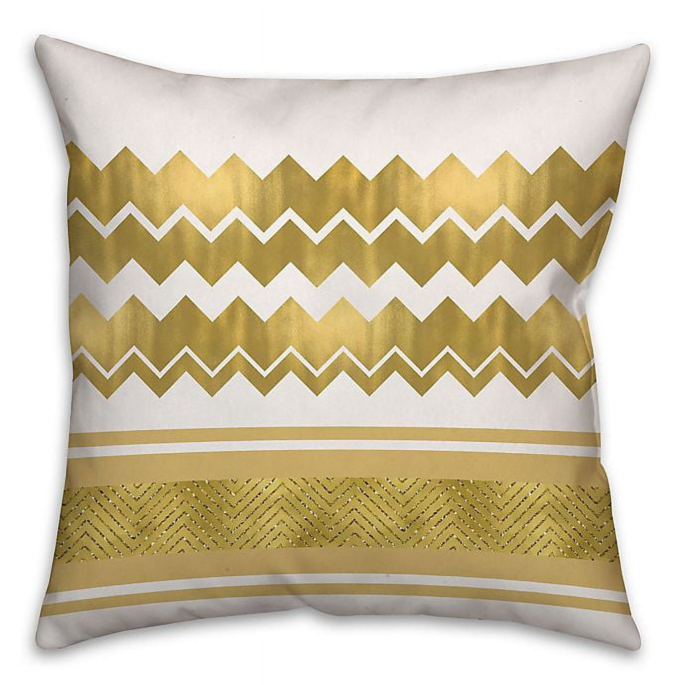 Creative Products Gold and White Chevron Design 16x16 Tribal Throw Pillow