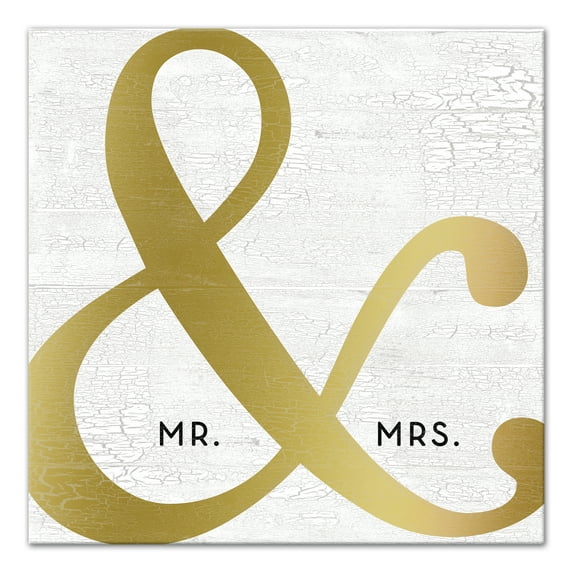 Creative Products Golden Ampersand Mr And Mrs 16x16 Gallery Wrapped Canvas