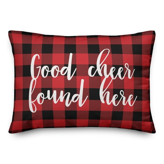 Creative Products Good Cheer Found Here in Buffalo Check Plaid 14x20 Spun Poly Pillow