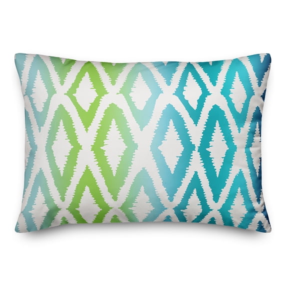 Creative Products Gradient Ikat Blue Green 14x20 Indoor / Outdoor Pillow