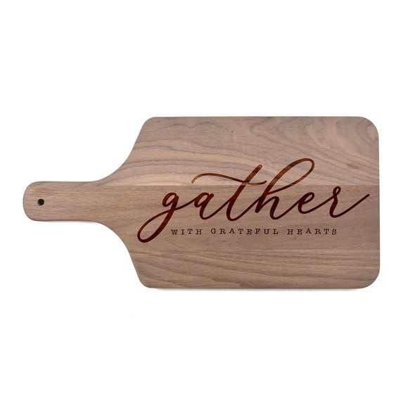 Creative Products Grateful Hearts 17 x 8 Walnut Paddle Cutting Board