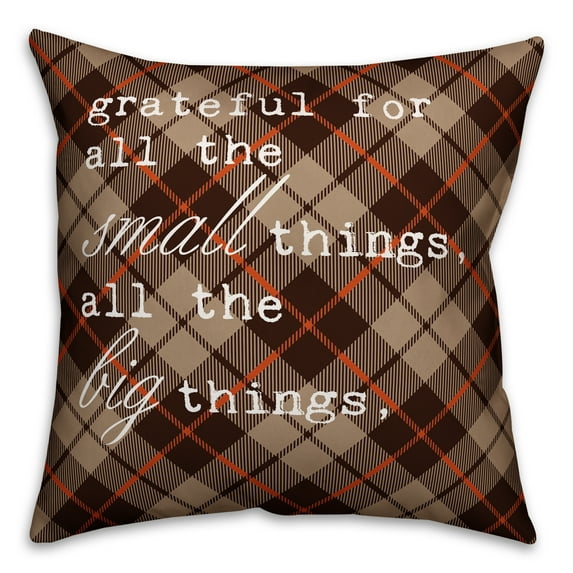 Creative Products Grateful Plaid Script 18x18 Spun Poly Pillow