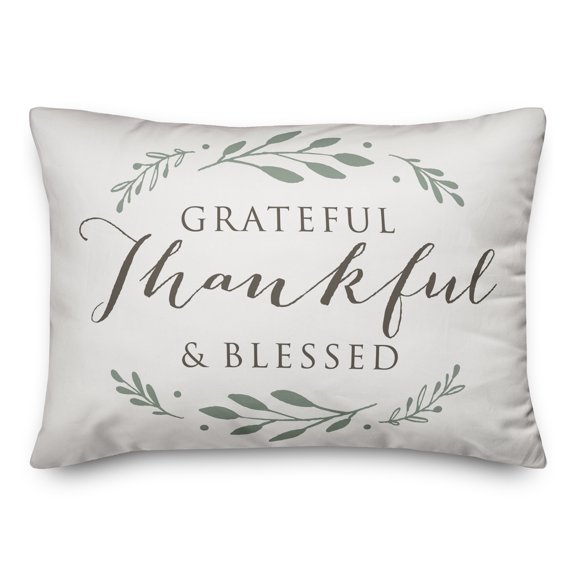 Creative Products Grateful Thankful & Blessed 14 x 20 Spun Poly Pillow