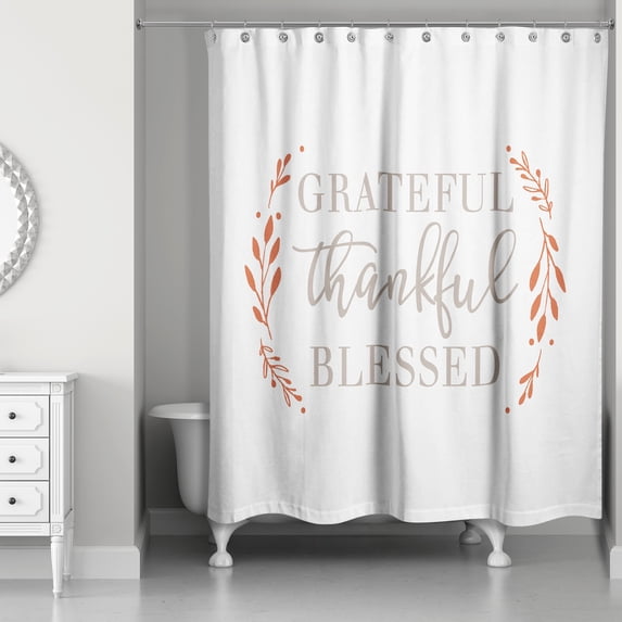 Creative Products Grateful Thankful Blessed 71x74 Shower Curtain