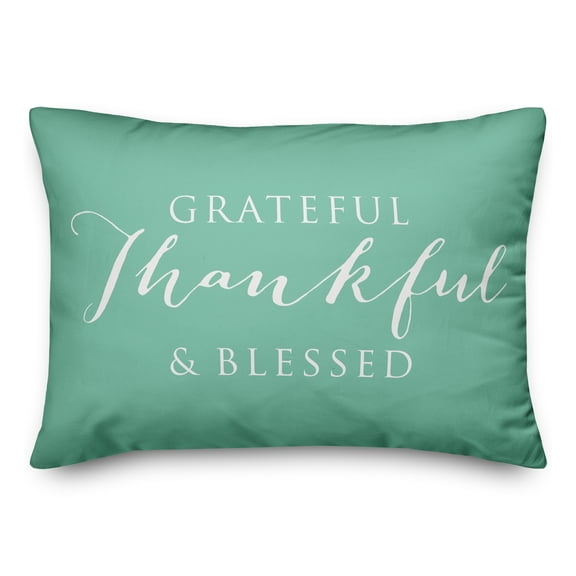 Creative Products Grateful Thankful Blessed Mint 14x20 Indoor / Outdoor Pillow