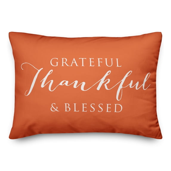 Creative Products Grateful Thankful Blessed Orange 14x20 Indoor / Outdoor Pillow