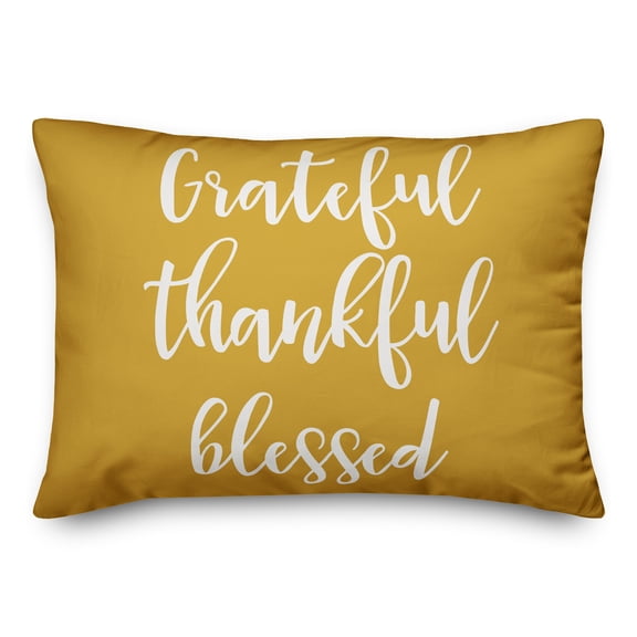 Creative Products Grateful Thankful Blessed in Mustard 14 x 20 Spun Poly Pillow