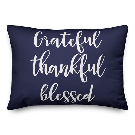 Creative Products Grateful Thankful Blessed in Navy 14 x 20 Spun Poly Pillow