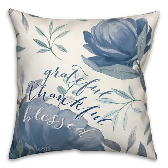 Creative Products Grateful Thankful Flowers 18 x 18 Spun Poly Pillow