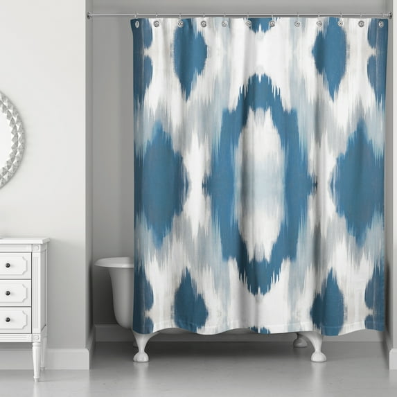 Creative Products Gray And Blue Abstract Ikat 71x74 Shower Curtain