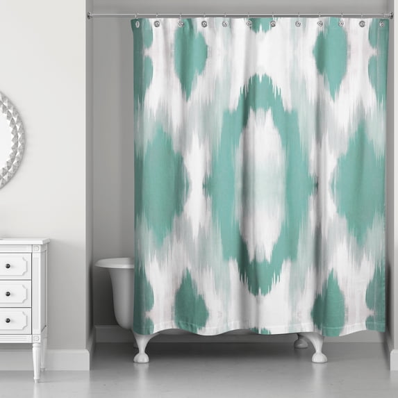 Creative Products Gray And Green Abstract Ikat 71x74 Shower Curtain
