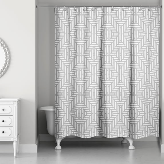 Creative Products Gray Aztec Lines 71x74 Shower Curtain
