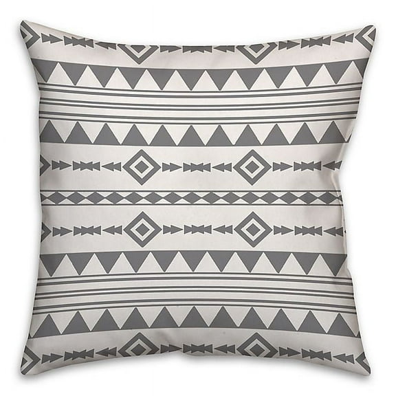 Creative Products Gray Aztec Spun Polyester Throw Pillow - 18x18