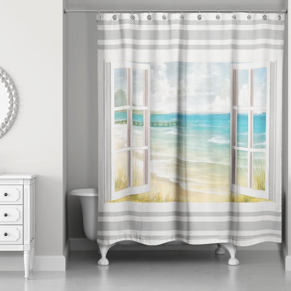 Creative Products Gray Beach Window 71x74 Shower Curtain