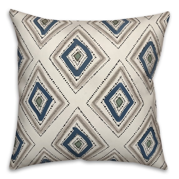 Creative Products Gray Blue Diamond Pattern 18x18 Indoor / Outdoor Pillow