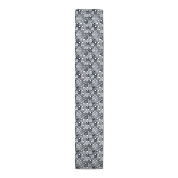 Creative Products Gray Cat Face Pattern 16 x 90 Cotton Twill Table Runner