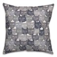 thumbnail image 1 of Creative Products Gray Cat Face Pattern 18 x 18 Spun Poly Pillow, 1 of 3