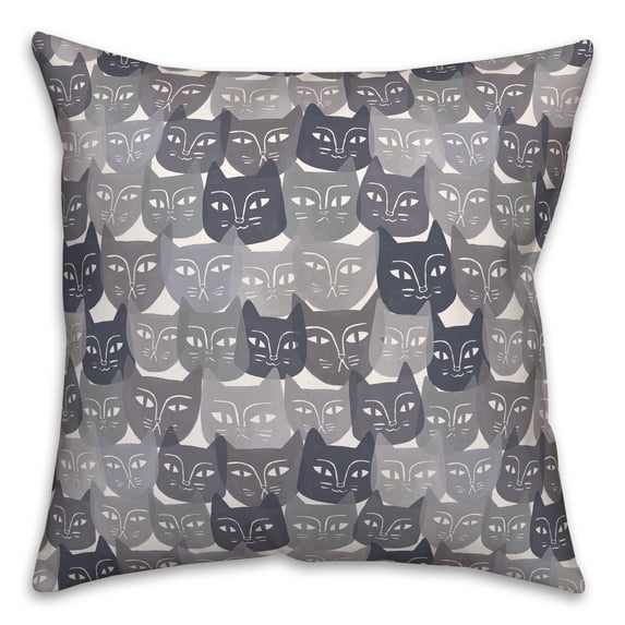 Creative Products Gray Cat Face Pattern 18 x 18 Spun Poly Pillow