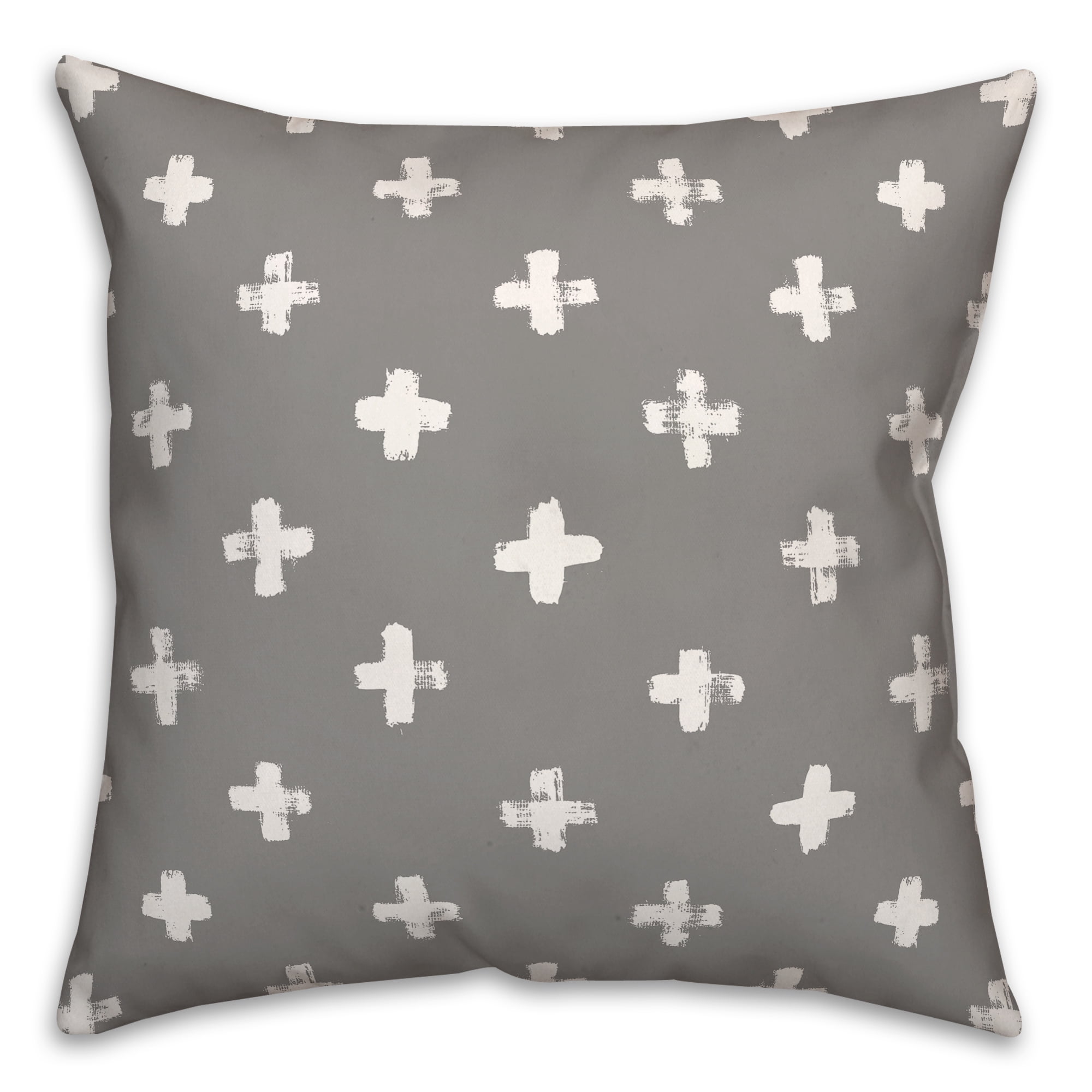 Gray and White Crosses 18" Square Indoor/Outdoor Pillow