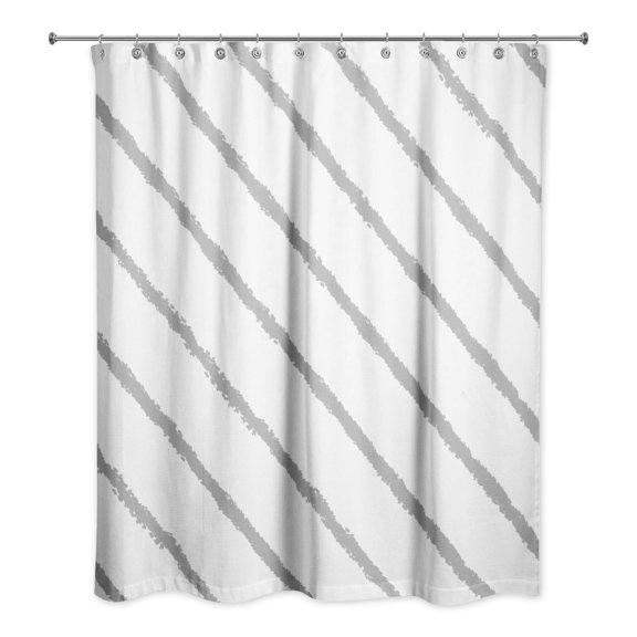 Creative Products Gray Diagonal Stripes 71x74 Shower Curtain