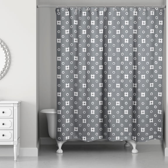 Creative Products Gray Floral Pattern 71x74 Shower Curtain