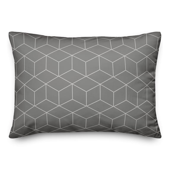 Creative Products Gray Geometric Pattern Squares 14x20 Spun Poly Pillow