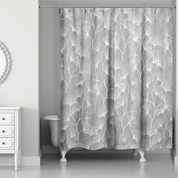 Creative Products Gray Gingko 71 x 74 Shower Curtain